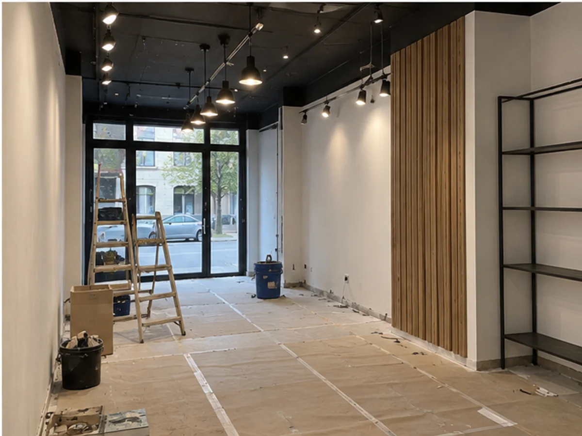 Reforma de local comercial en Oviedo para nueva actividad con iluminación y suelo protegido