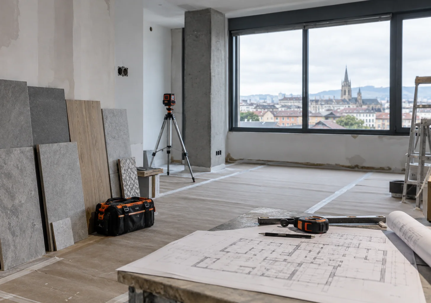 Reformas Oviedo en vivienda preparada para obra con planos, muestras y medición técnica