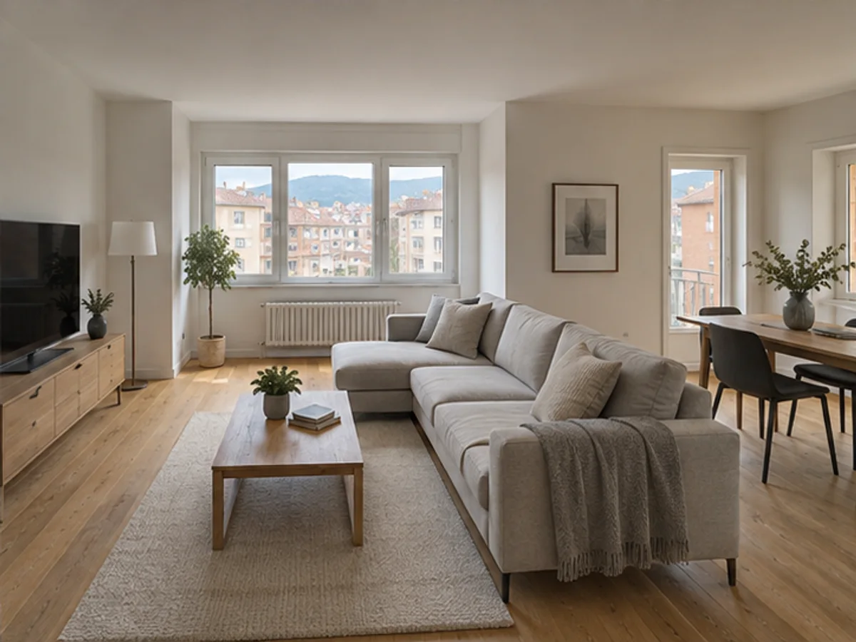 Reformas de pisos y viviendas en Oviedo con salón renovado y madera natural